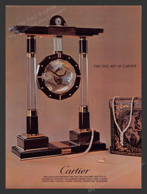 Cartier Fine Art Clock & Jewelry Promo 1980s Print Advertisement 1980 Fetch the Paper!