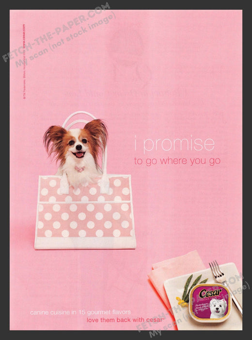 2007 Print Advertisement Cesar Dog Food Papillon Gourmet Ad.