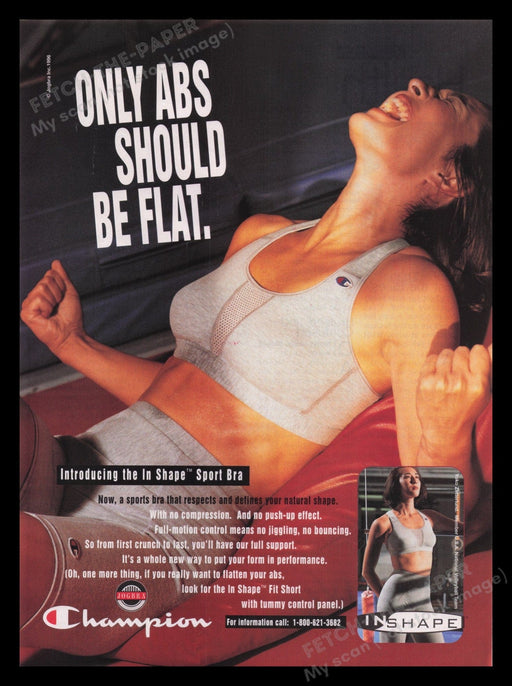 Champion In Shape Sports Bra 1990s Print Advertisement Ad 1996 Flat Abs Fetch the Paper!