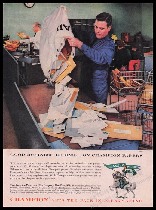 Champion Papers 1950s Print Advertisement Ad 1959 Fetch the Paper!