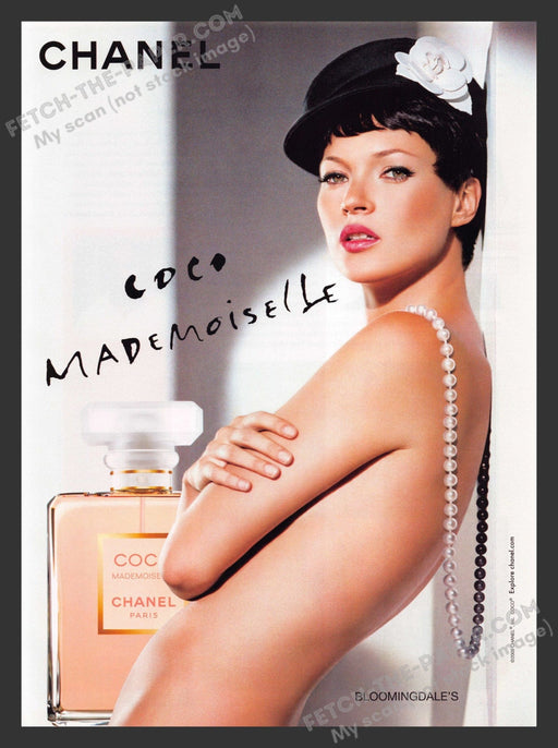2005 Print Advertisement Chanel Coco Mademoiselle Perfume Kate Moss Model.