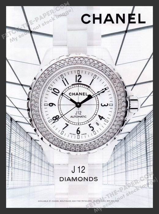 2006 Print Advertisement Chanel Watches J12 Diamonds White Ad.
