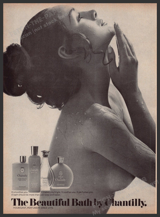 Chantilly "The Beautiful Bath" 1960s Print Advertisement 1969 Shower Model Fetch the Paper!