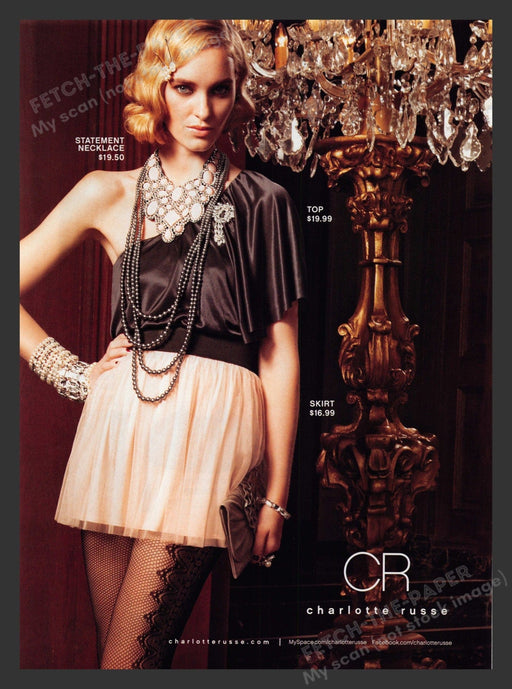 Charlotte Russe 2000s Print Advertisement 2009 Fish Net Legs Sexy Skirt Model Fetch the Paper!