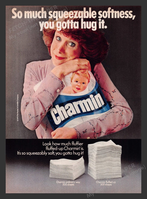 1979 Charmin Toilet Paper Hug Squeezable Softness Print Advertisement Ad
