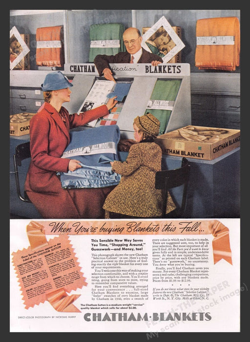 1940 Chatham Blankets Shopping Store Print Advertisement Ad