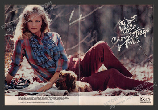 1982 Print Advertisement 2 Page Cheryl Tiegs Clothing Collection Fashion Model.
