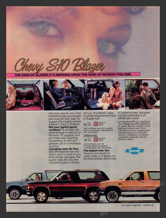 Chevrolet 1980s Print Advertisement 1983 S-10 Blazer Kind of Woman You Are Fetch the Paper!