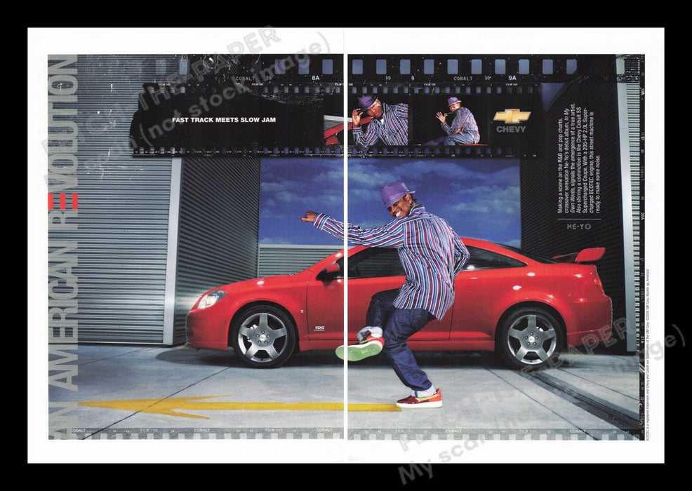 Chevrolet Cobalt Ne-Yo 2000s Print Advertisement Ad (2 pages) 2006 Singer Promo Fetch the Paper!