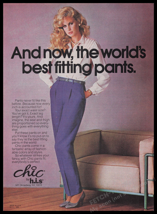 Chic by H.I.S. 1980s Print Advertisement Ad 1982 Fetch the Paper!