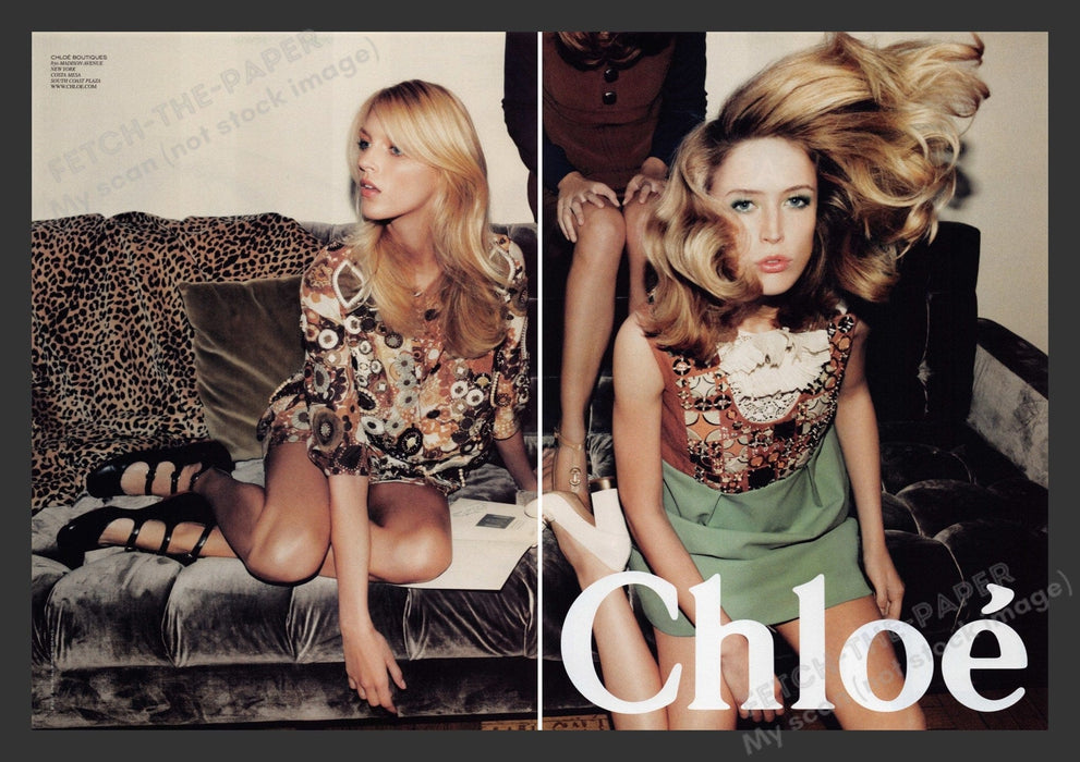 Chloe 2000s Print Advertisement (2 pages) 2007 Legs Models Couch Fetch the Paper!