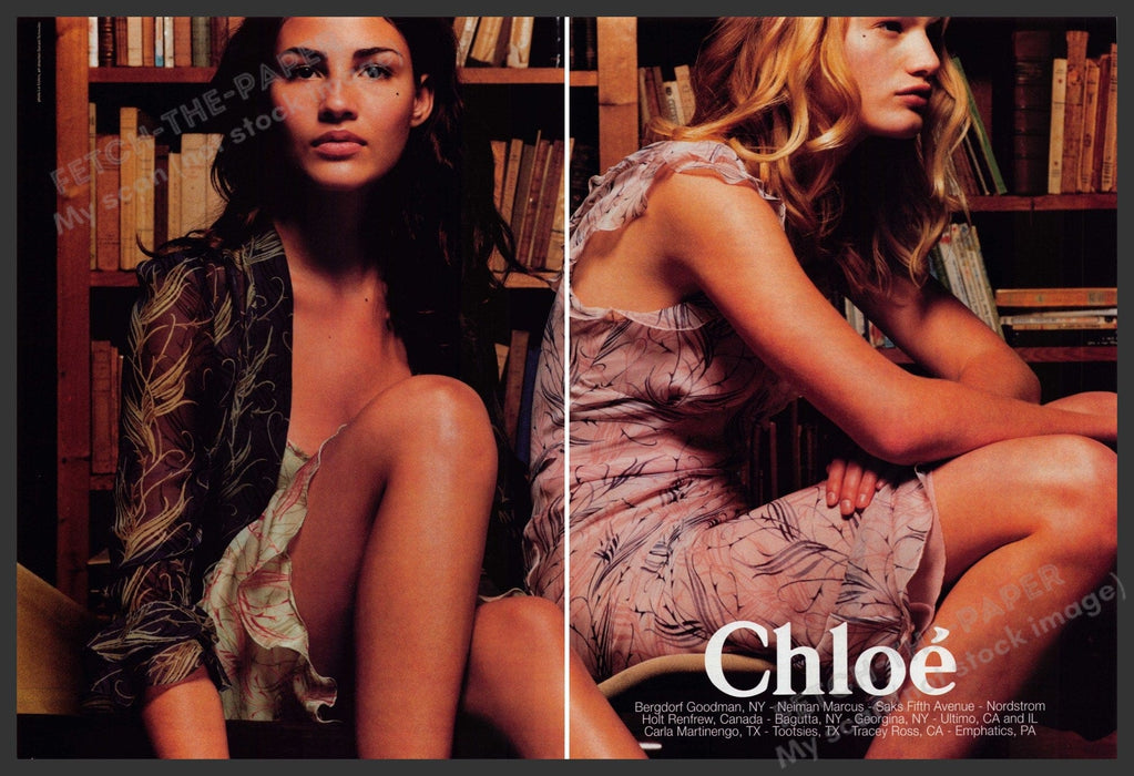 Chloe Clothing 1990s Print Advertisement (2 pages) 1999 Cute Models Legs Fetch the Paper!