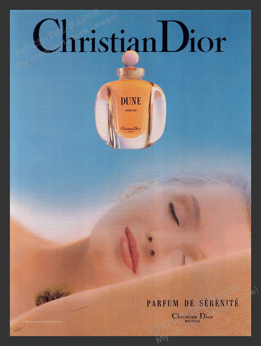 Christian Dior 1990s Print Advertisement 1993 Perfume Dune Parfum Sleeping Fetch the Paper!