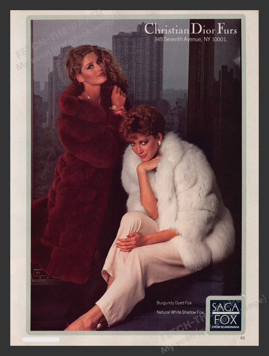Christian Dior Furs Saga Fox 1980s Print Advertisement 1980 Fetch the Paper!