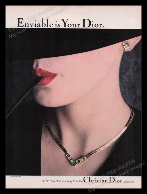 Christian Dior Jewelry 1980s Print Advertisement Ad 1981 Lips Straw Fetch the Paper!