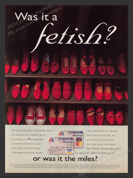 Citibank "What is a fetish?" Shoes 1990s Print Advertisement 1996 Fetch the Paper!