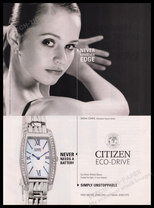 Citizen Sasha Cohen 2000s Print Advertisement Ad 2003 Fetch the Paper!