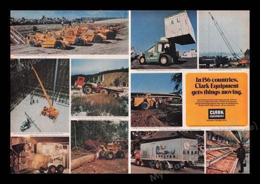 Clark Equipment 1970s Print Advertisement (2 pages) 1972 Commercial Buchanan MI Fetch the Paper!