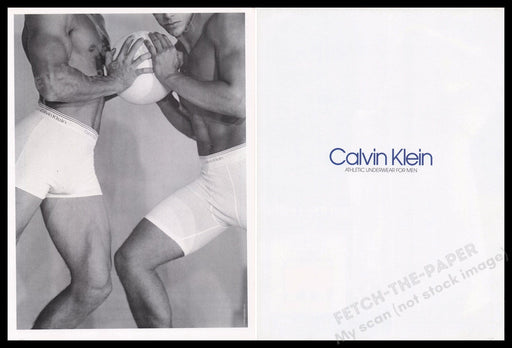 Clavin Klein Men's Underwear 1990s Print Advertisement (2 pages) 1991 Ball Sexy Fetch the Paper!
