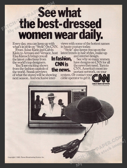 1983 Print Advertisement CNN Cable News Network T.V. Show Ad.