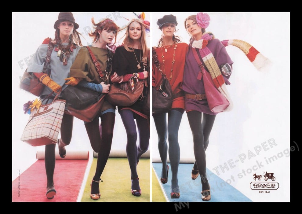 Coach Leatherware 2000s Print Advertisement Ad (2 pages) 2007 Legs Tights Teens Fetch the Paper!