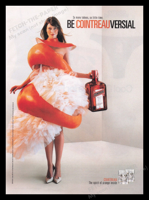 Cointreau 2000s Print Advertisement Ad 2001 Girl Gels "Be Cointreauversial" Fetch the Paper!