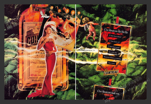1989 Cointreau Cherub Forest Green Sexy Woman Print Advertisement (2 Pages)