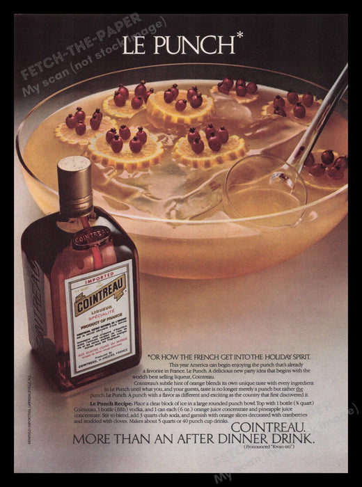 Cointreau Liqueur 1970s Print Advertisement Ad 1978 Le Punch Recipe Fetch the Paper!