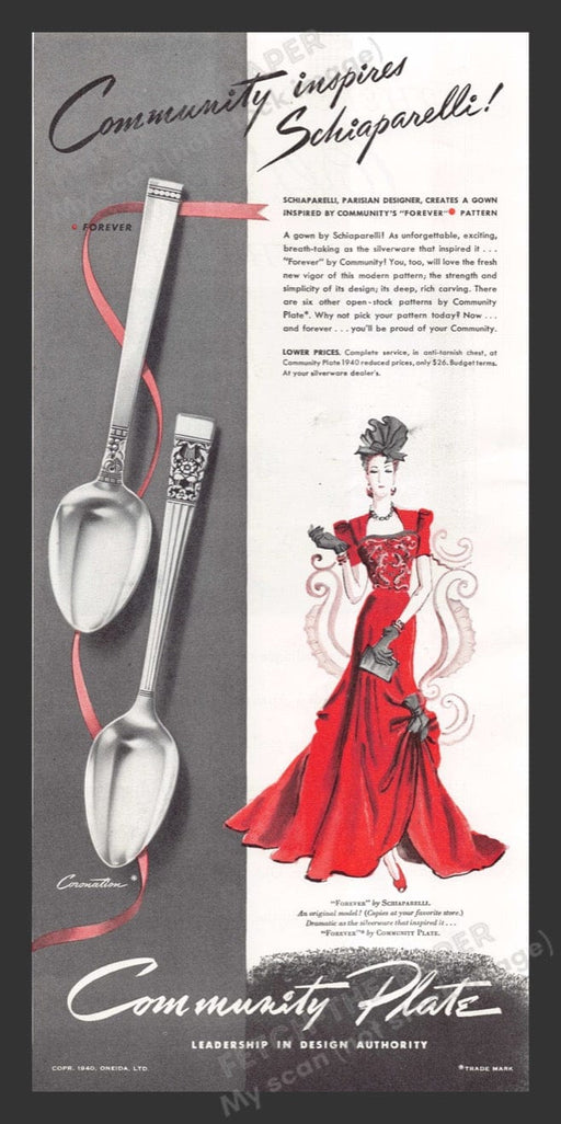 1940 Community Plate Flatware "Forever" Pattern Print Advertisement Ad