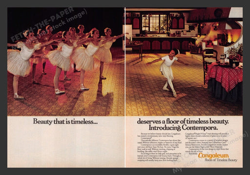 1980 Congoleum Flooring with Little Girl Ballerina Print Advertisement (2 Pages)