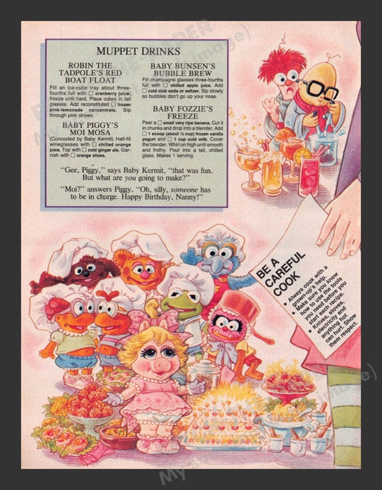 1985 Cooking with the Muppet Babies Article Recipes Print Ad (2 Pages)