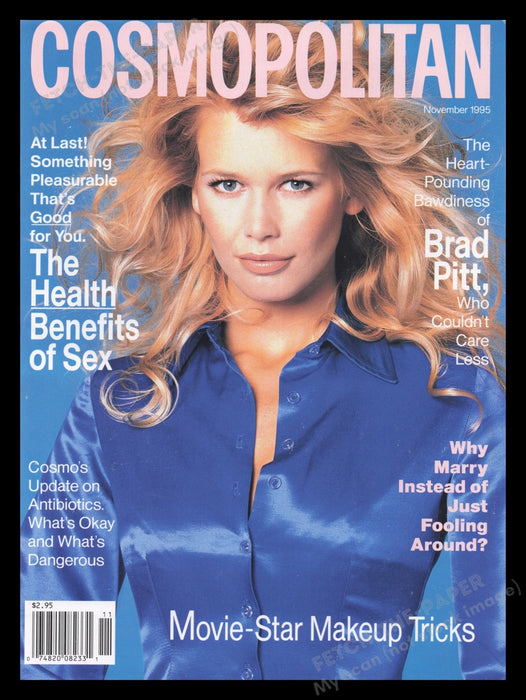 Cosmopolitan 1990's Print Advertisement Ad 1995 Claudia Schiffer COVER ONLY Fetch the Paper!