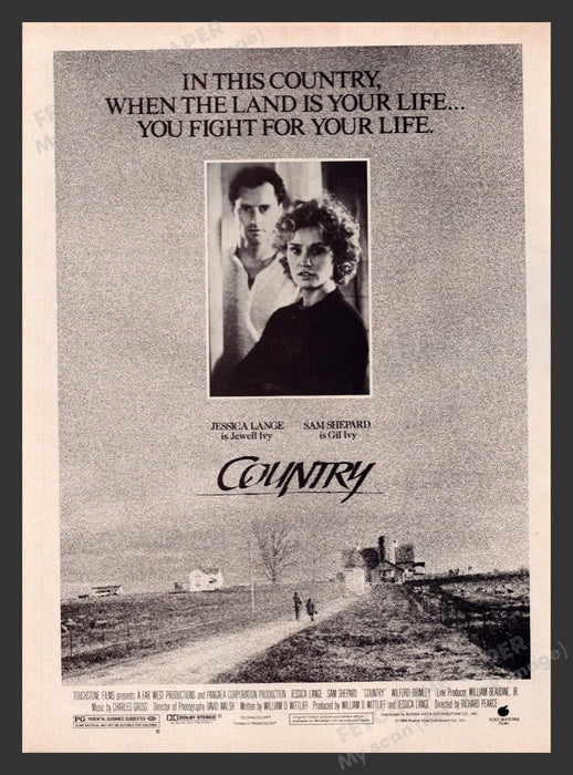 1984 Country Movie Release Jessica Lange & Sam Shepard Print Advertisement Ad