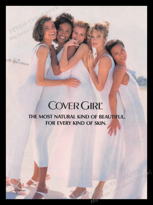 Cover Girl 1990s Print Advertisement Ad 1993 Super Models Cosmetics Fetch the Paper!