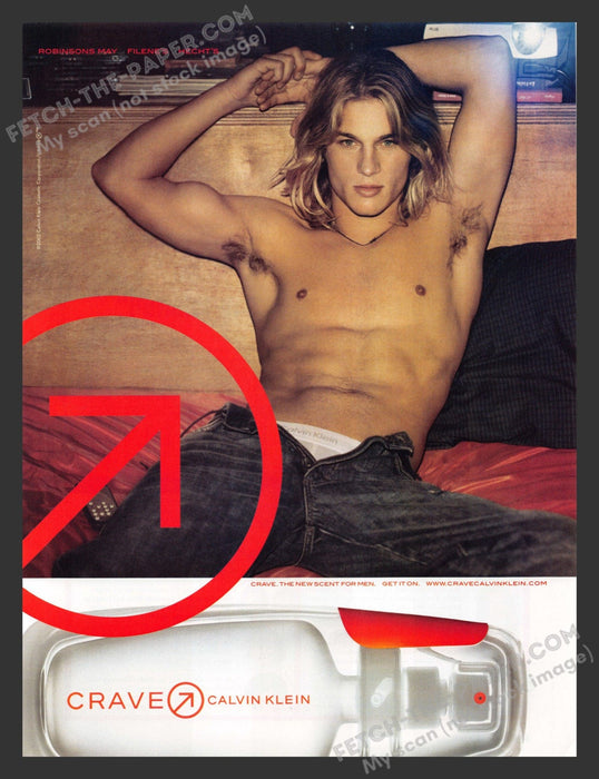 2002 Crave Calvin Klein Cologne Travis Fimmel Vikings Actor Print Advertisement.