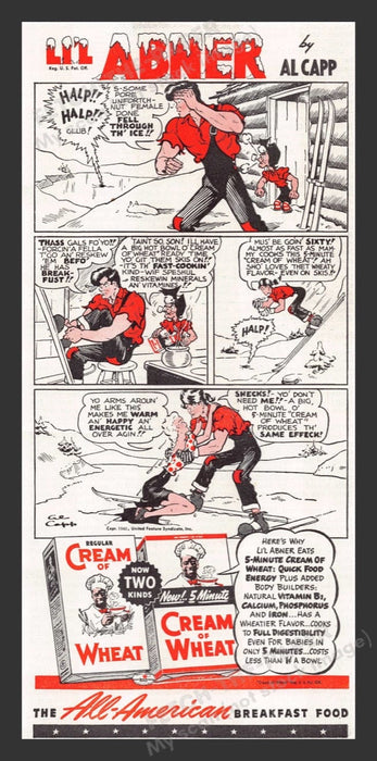 1941 Cream of Wheat Li'l Abner by Al Capp Print Advertisement Ad