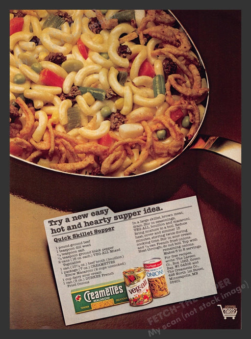 1980 Creamettes & Durkee "Quick Skillet Supper" Recipe Print Advertisement Ad
