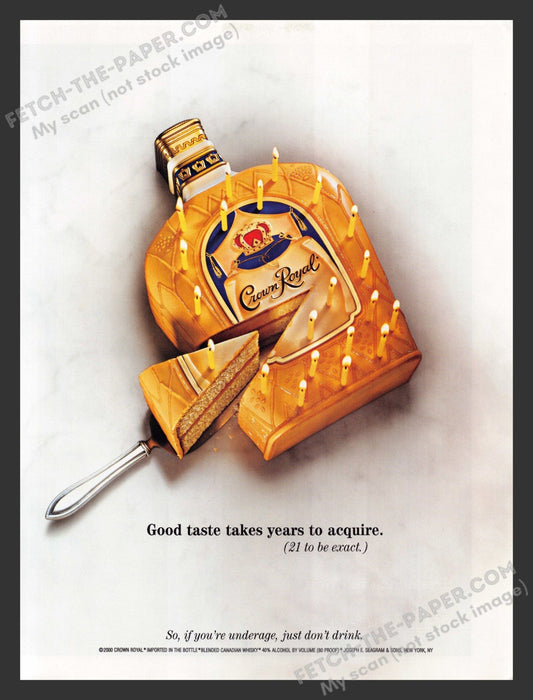 2001 Crown Royal Bottle Cake Alcohol Print Advertisement Ad.
