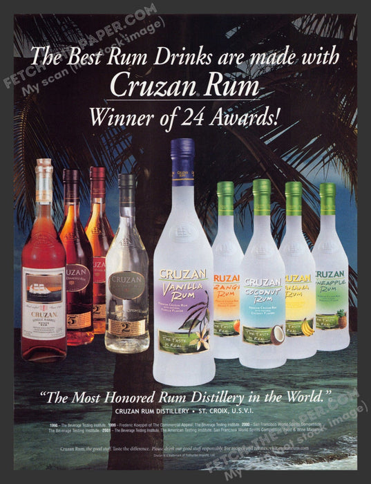 2002 Print Advertisement Cruzan Rum Flavors Alcohol Ad.