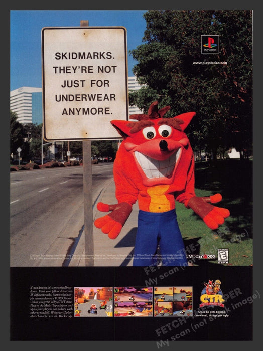 2000 CTR Crash Bandicoot Skidmarks Video Game Print Advertisement