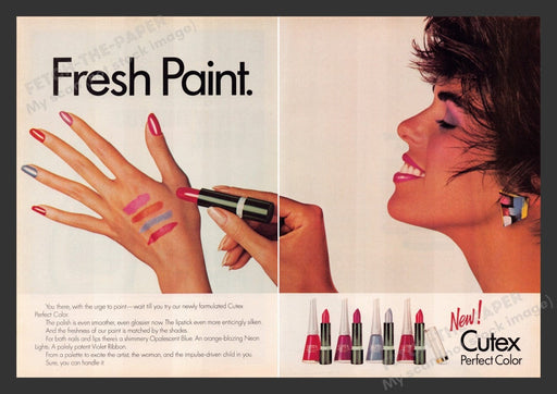 1984 Cutex Perfect Color Lipstick Nail Polish Print Advertisement (2 Pages)