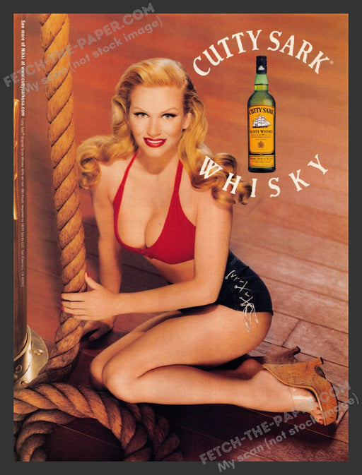 2001 Print Advertisement Cutty Sark Scots Whisky Pin Up Ship Rope Ad.