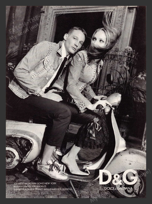 2000 D & G Dolce & Gabbana Couple on Scooter Print Advertisement Ad