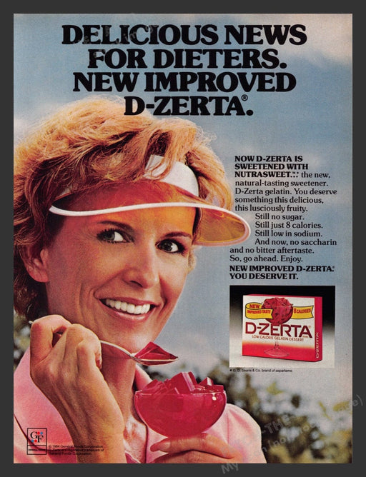 1984 D-Zerta Sweetend with Nutrasweet Gelatin Dessert Print Advertisement Ad