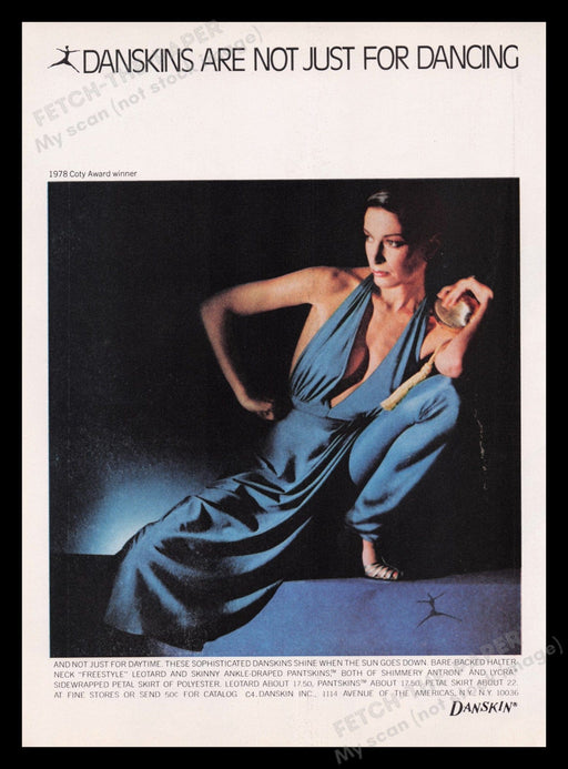 Danskin Dance Clothes 1970s Print Advertisement Ad 1979 Flexible Model Arms Fetch the Paper!