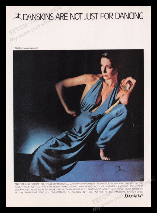 Danskin Dance Clothes 1970s Print Advertisement Ad 1979 Flexible Model Arms Fetch the Paper!