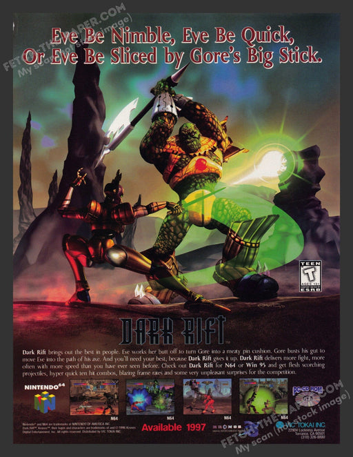 1997 Print Advertisement Dark Rift Video Game Ad.