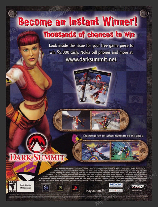 2001 Dark Summit Instant Winner Video Game Print Advertisement
