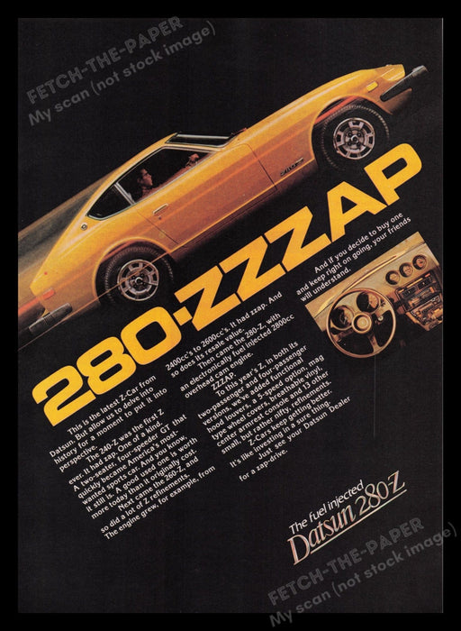 Datsun 280-Z 1970s Print Advertisement Ad 1977 Dash Fetch the Paper!