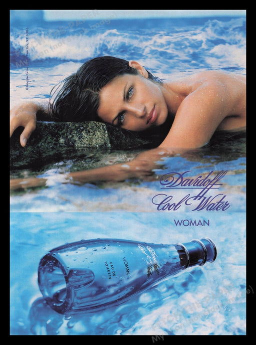 Davidoff 2000s Print Advertisement Ad 2001 Fragrance Woman Lying In Water Beach Fetch the Paper!